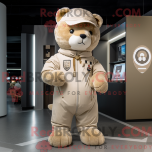 Beige kat mascottekostuum...