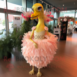 Gold Flamingo maskot kostym...