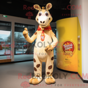 Mascotte de girafe beige...