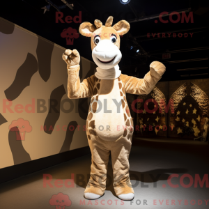 Beige giraf maskot kostume...