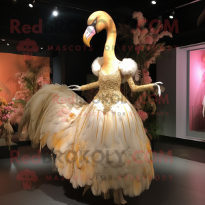 Gold Flamingo maskot drakt...