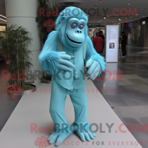 Himmelblå orangutang maskot...