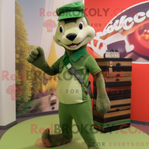 Grön Weasel maskot kostyme...