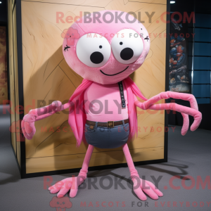 Pink Spider maskot kostume...