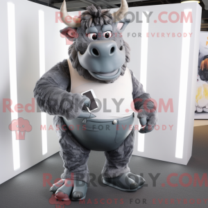 Grå Minotaur maskot kostume...