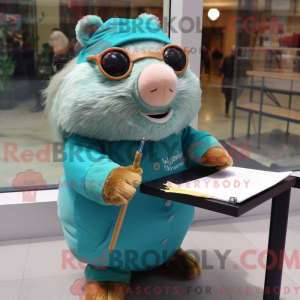 Blågrøn marsvin maskot...