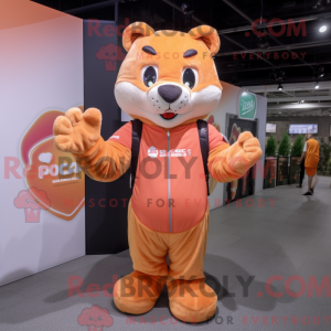 Fantasia de mascote Peach Puma com moletom com capuz e luvas - Mascotes de pêssego - REBROKO_328924 - RedBrokoly.com