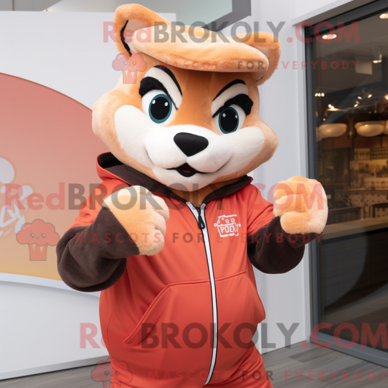 Fantasia de mascote Peach Puma com moletom com capuz e luvas - Mascotes de pêssego - REBROKO_328927 - RedBrokoly.com