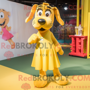 Gul Hunde maskot kostume...