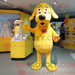 Gul Hunde maskot kostume...
