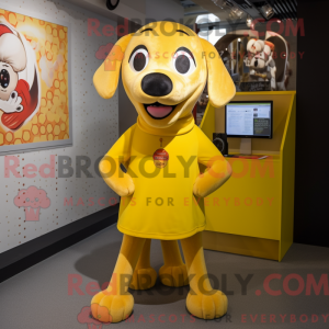 Gul Hunde maskot kostume...