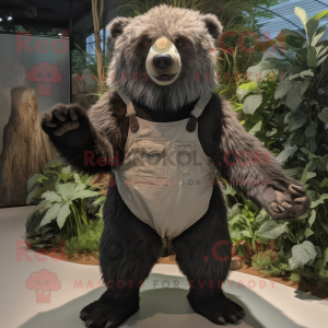 nan Sloth Bear mascot costume character dressed with a Bodysuit and Suspenders