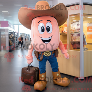 Peach Cowboy mascot costume...