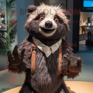 nan Sloth Bear mascot costume character dressed with a Bodysuit and Suspenders