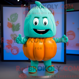 Cyan Pumpkin mascot costume...