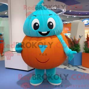 Cyan Pumpkin maskot kostume...