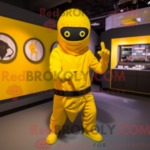 Gul Ninja-maskotdraktfigur...