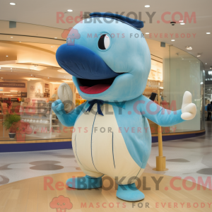 Beige Blue Whale mascot...