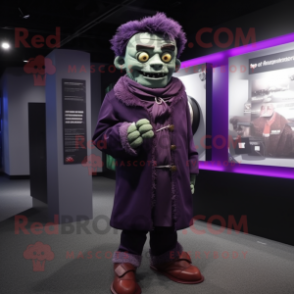 Purple Frankenstein mascot costume character dressed with a Jacket and Scarf clips