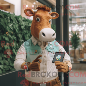 Beige Guernsey Cow maskot...