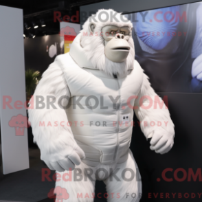 Fantasia de mascote de gorila branco com colete e xales - Gorilas mascotes - REBROKO_329104 - RedBrokoly.com