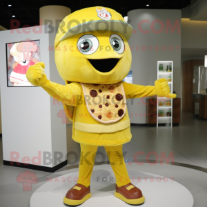 Gul Pizza maskot kostym...