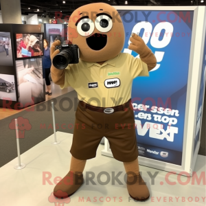 Brown Camera mascot costume...