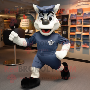 Navy Air Force Soldier mascot costume character dressed with a Running Shorts and Wallets