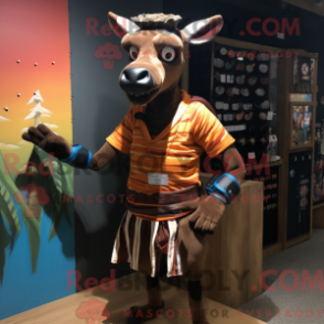 Fantasia de mascote okapi marrom com bermuda e cintos - Mascotes Okapi - REBROKO_329233 - RedBrokoly.com