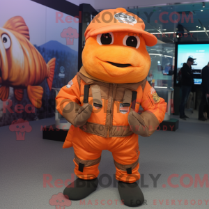Orange Cod mascot costume...