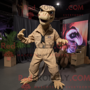 Beige Velociraptor maskot...