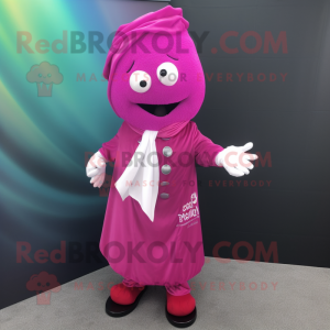 Magenta Candy mascot costume character dressed with a Dress Shirt and Scarf clips