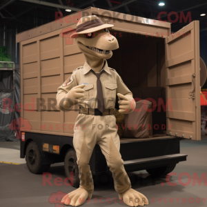 Beige Velociraptor maskot...