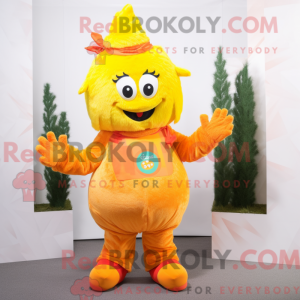 Geeloranje mascottekostuum...