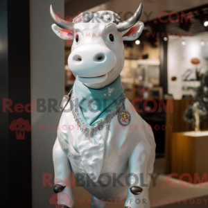 Sølv ko maskot kostume...