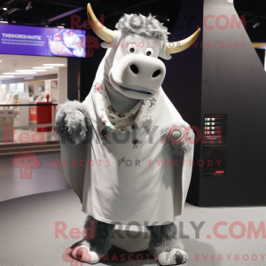 Silver Cow mascot costume...