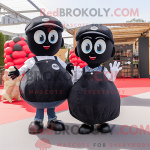 Svart Petanque Ball maskot...