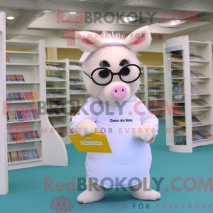 Witte Sow mascottekostuum...