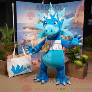Blå Stegosaurus maskot...