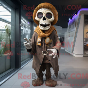 Fantasia de mascote de Caveira Bege com casaco e cachecóis - Mascotes de caveira - REBROKO_329409 - RedBrokoly.com
