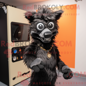 Zwart hyena-mascottekostuum...