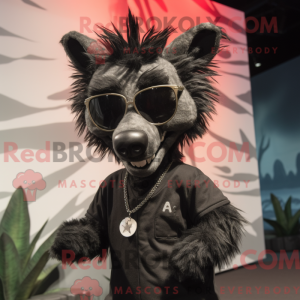 Sort hyæne maskot kostume...