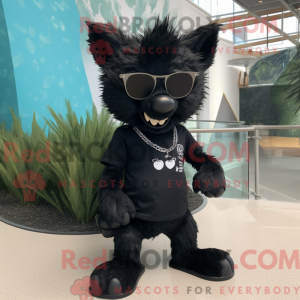 Sort hyæne maskot kostume...