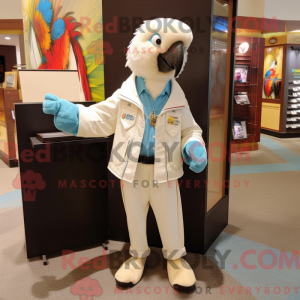 Cream Macaw maskot kostume...