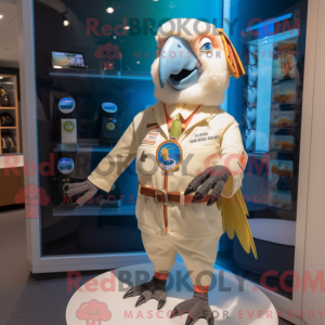 Cream Macaw maskot kostume...