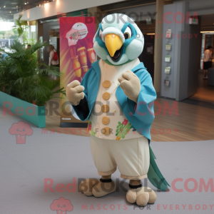 Crème Macaw mascottekostuum...