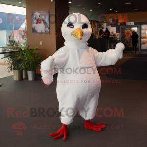 White Albatross mascot costume character dressed with a Romper and Mittens