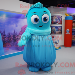 Cyan Ice maskotdraktfigur...