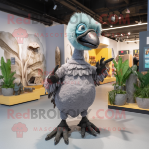 Gray Dodo Bird mascot costume character dressed with a Bodysuit and Shoe clips