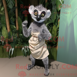 Grå Lemur-maskotdraktfigur...